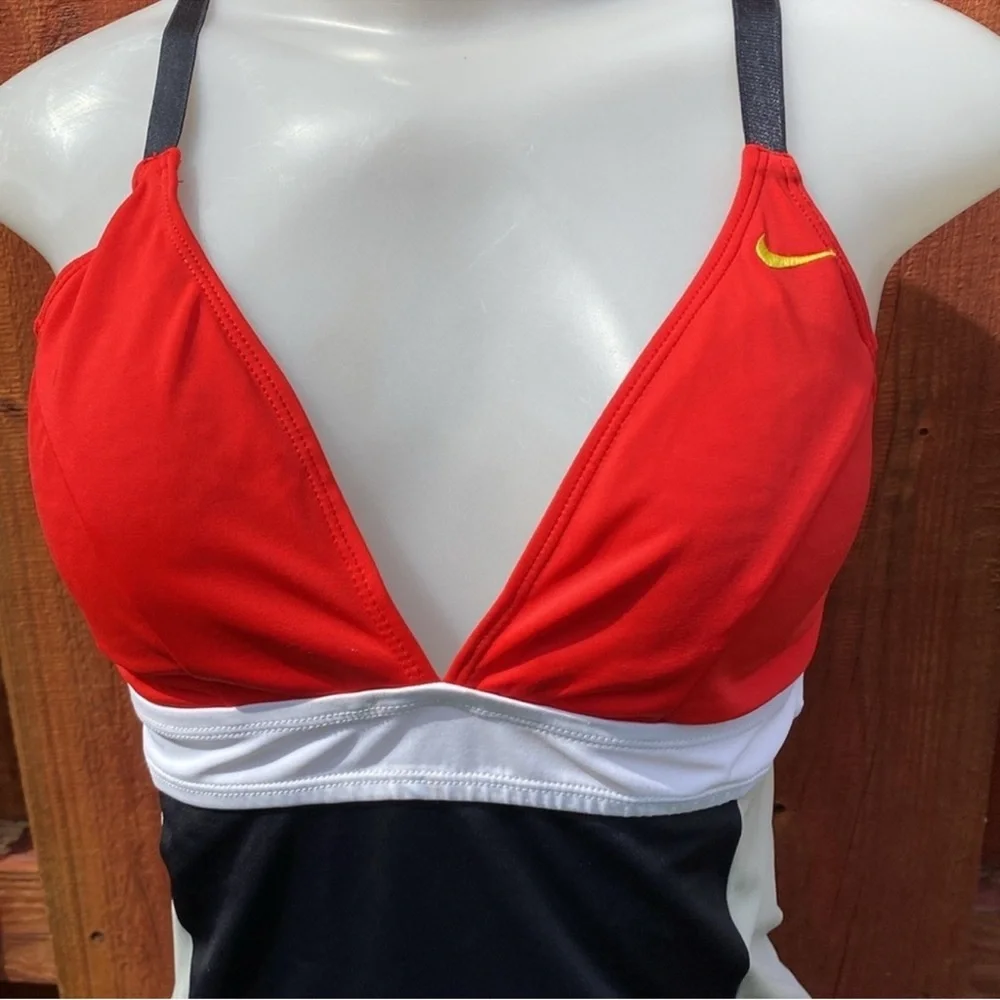 Nike Vintage Fit Dry Colorblock Plunge Built In Shelf Bra Tank Top Size 6 S
